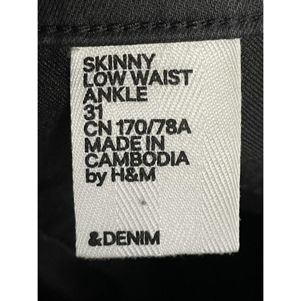 HM Jeans Womens 31 Black Skinny Low Waist Ankle‎ Zippers Stretch Denim 0137476 0 - Picture 10 of 11